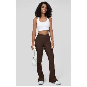New Halara Ribbed High Waisted Split Flared Yoga Full Length Leggings Sz S Women